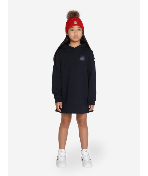 Moncler Enfant Girls Hooded Sweater Dress in Navy brillant des détails fins