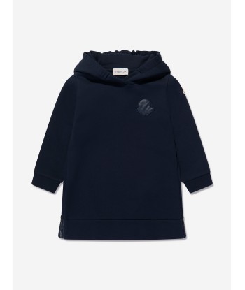 Moncler Enfant Girls Hooded Sweater Dress in Navy brillant des détails fins