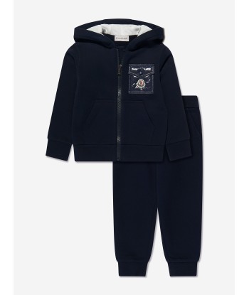 Moncler Enfant Boys Logo Pocket Tracksuit in Navy sur le site 