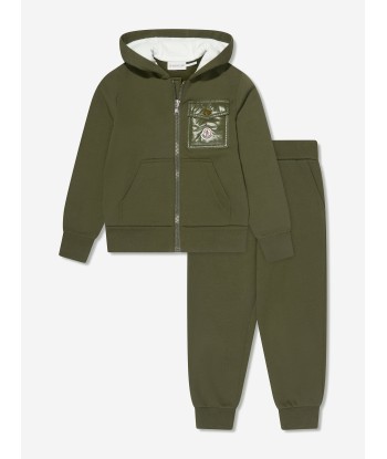 Moncler Enfant Boys Logo Pocket Tracksuit in Green outlet