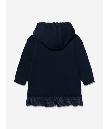 Moncler Enfant Girls Hooded Sweater Dress in Navy brillant des détails fins