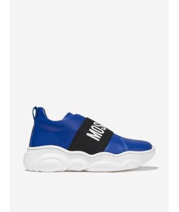 Moschino Unisex Leather Logo Slip On Trainers français