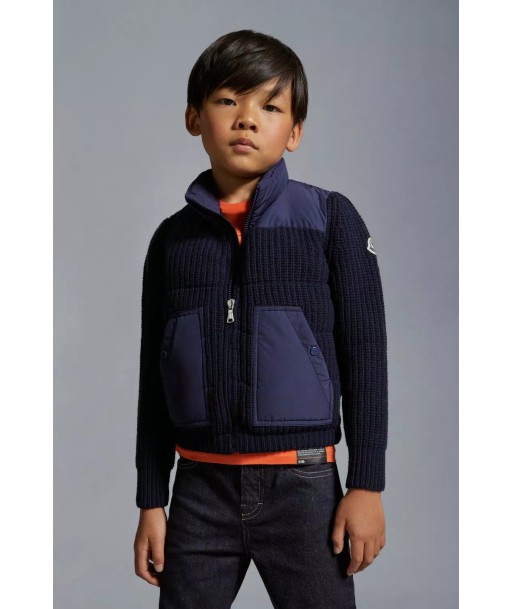 Moncler Enfant Boys Down Padded Cardigan in Navy JUSQU'A -70%! 