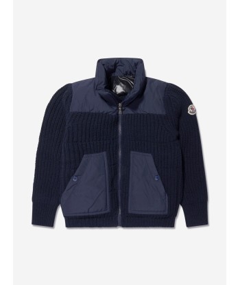 Moncler Enfant Boys Down Padded Cardigan in Navy JUSQU'A -70%! 