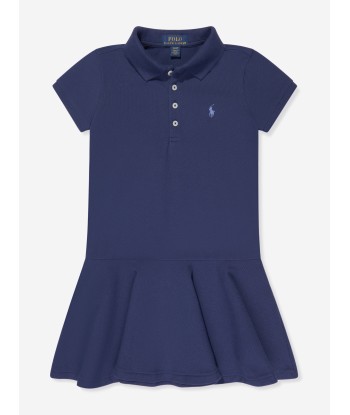 Ralph Lauren Girls Logo Polo Dress in Blue Venez acheter