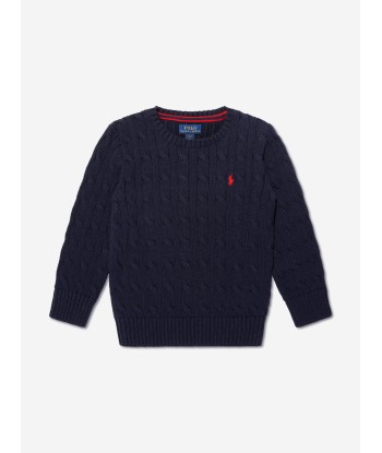 Ralph Lauren Boys Cable Knit Sweater in Navy Voir les baskets