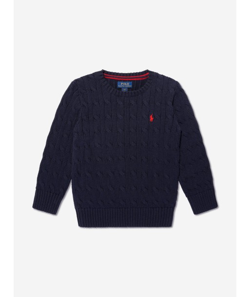 Ralph Lauren Boys Cable Knit Sweater in Navy Voir les baskets