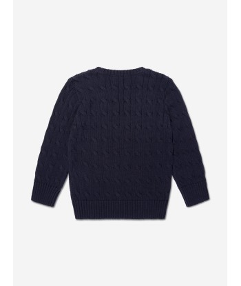 Ralph Lauren Boys Cable Knit Sweater in Navy Voir les baskets