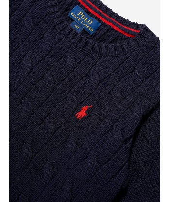 Ralph Lauren Boys Cable Knit Sweater in Navy Voir les baskets