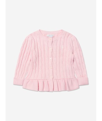 Ralph Lauren Baby Girls Peplum Cardigan in Pink destockage