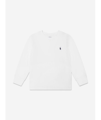 Ralph Lauren Boys Long Sleeve T-Shirt in White Dans la société mordern