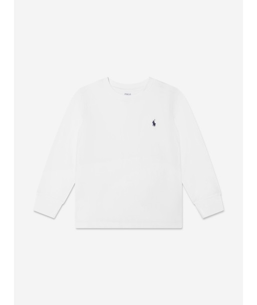 Ralph Lauren Boys Long Sleeve T-Shirt in White Dans la société mordern