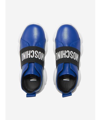 Moschino Unisex Leather Logo Slip On Trainers français