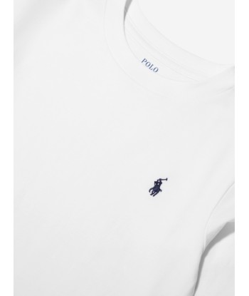 Ralph Lauren Boys Long Sleeve T-Shirt in White Dans la société mordern