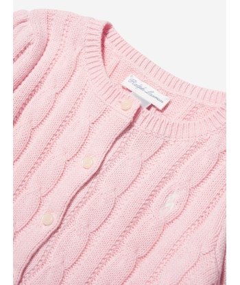 Ralph Lauren Baby Girls Peplum Cardigan in Pink destockage