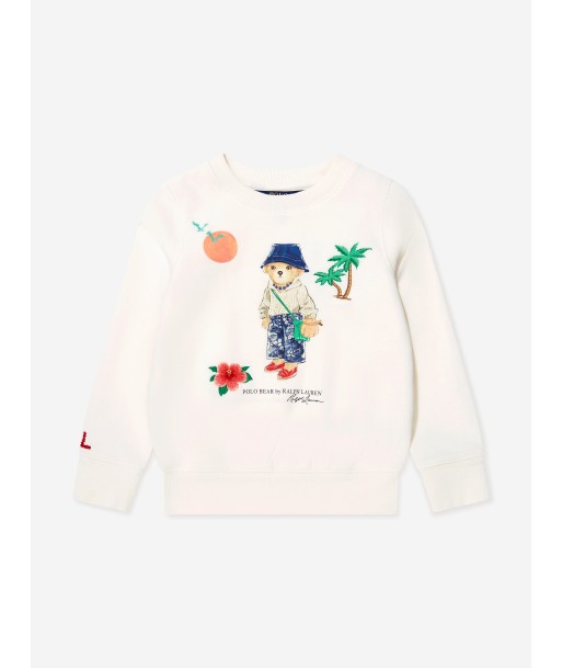 Ralph Lauren Girls Bear Sweatshirt in Ivory basket pas cher