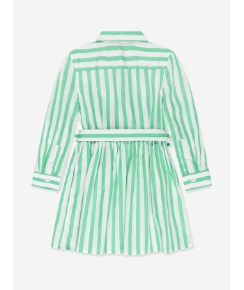 Ralph Lauren Girls Hadlee Striped Shirt Dress in Green acheter