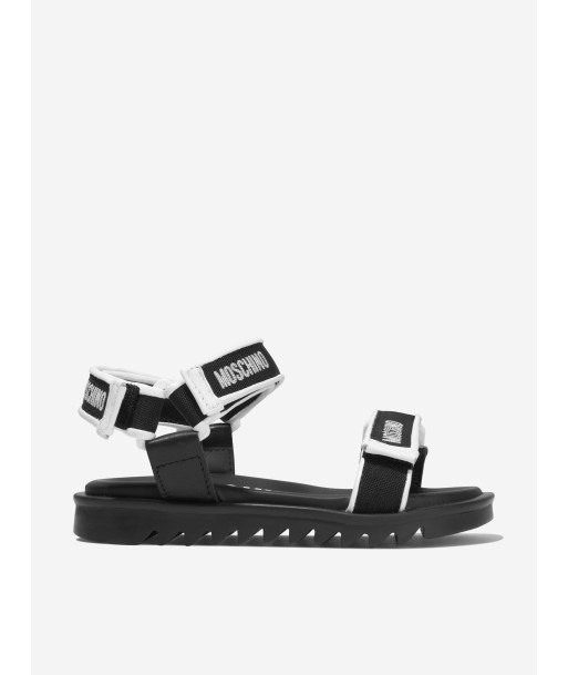 Moschino Boys Triple Strap Logo Print Sandals en stock