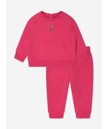 Ralph Lauren Baby Girls Logo Tracksuit in Pink rembourrage situé sous