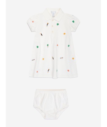 Ralph Lauren Baby Girls Schiffli Polo Dress in White chez Cornerstreet bien 