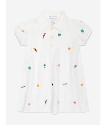 Ralph Lauren Baby Girls Schiffli Polo Dress in White chez Cornerstreet bien 