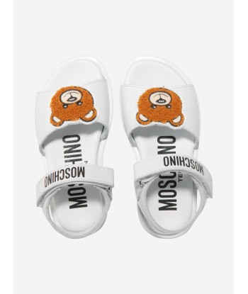 Moschino Girls Leather Teddy Bear Logo Sandals Economisez 