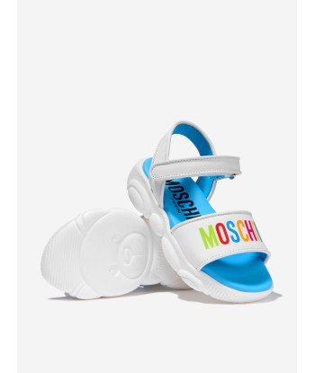 Moschino Girls Leather Logo Print Sandals rembourrage situé sous