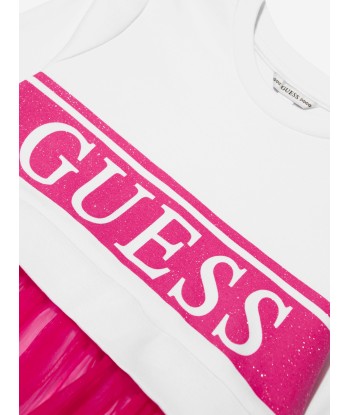 Guess Girls Mixed Fabric Dress in White Voir les baskets