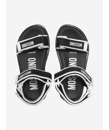 Moschino Boys Triple Strap Logo Print Sandals en stock