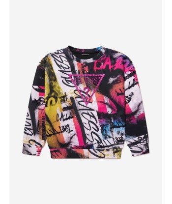 Guess Girls Collage Print Sweatshirt in Multicolour offre 