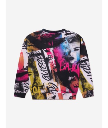 Guess Girls Collage Print Sweatshirt in Multicolour offre 