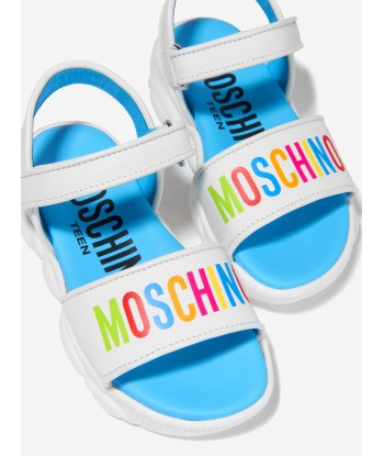 Moschino Girls Leather Logo Print Sandals rembourrage situé sous