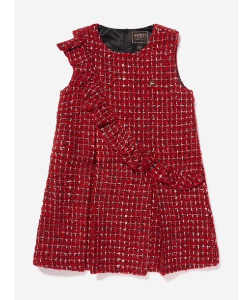 Guess Girls Sleeveless Boucle Dress in Red la chaussure