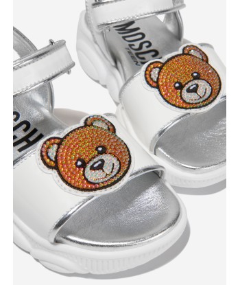 Moschino Girls Leather Teddy Bear Logo Sandals est présent 