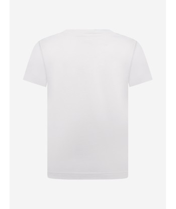 Moncler Enfant Moncler Boys Ivory Cotton Logo T-Shirt pas chere