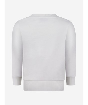 Moncler Boys Ivory Cotton Logo Sweater brillant des détails fins