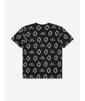 Marcelo Burlon Boys Cotton Short Sleeve Logo T-Shirt le concept de la Pate a emporter 