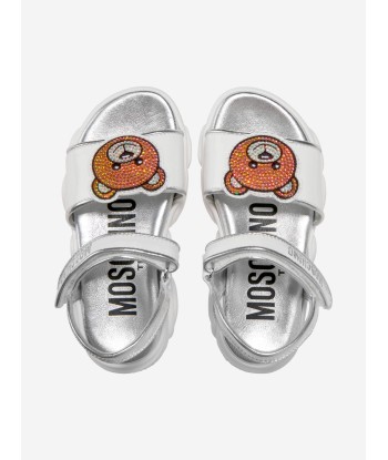 Moschino Girls Leather Teddy Bear Logo Sandals est présent 