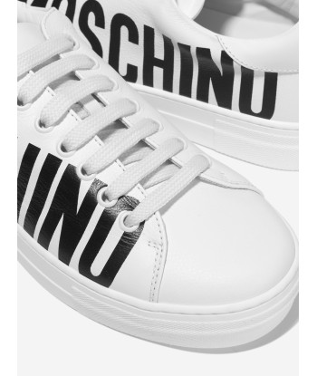 Moschino Unisex Leather Logo Print Trainers Livraison rapide