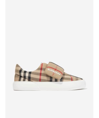 Burberry Kids James Trainers in Archive Beige Check Voir les baskets