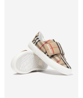 Burberry Kids James Trainers in Archive Beige Check Voir les baskets