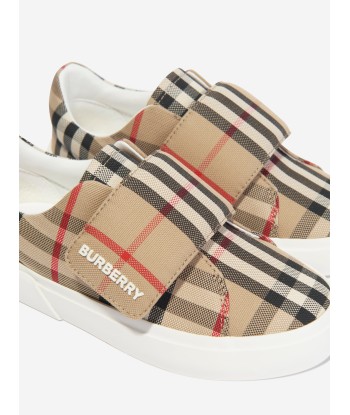 Burberry Kids James Trainers in Archive Beige Check Voir les baskets