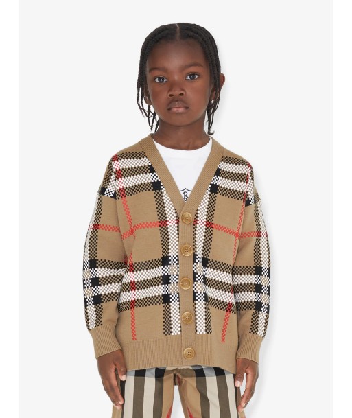 Burberry Boys Johnny Cardigan in Archive Beige Check Les magasins à Paris et en Île-de-France