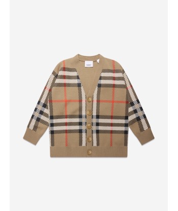 Burberry Boys Johnny Cardigan in Archive Beige Check Les magasins à Paris et en Île-de-France