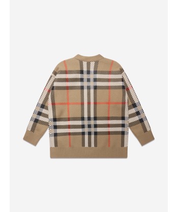 Burberry Boys Johnny Cardigan in Archive Beige Check Les magasins à Paris et en Île-de-France