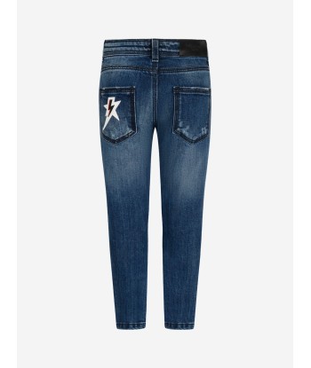 Neil Barrett Boys Cotton Denim Jeans brillant des détails fins