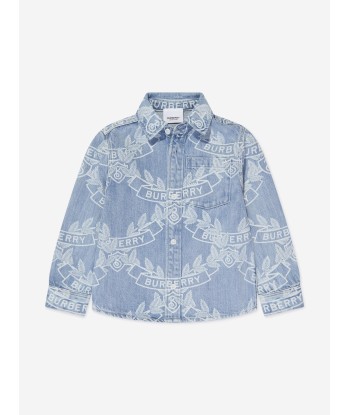 Burberry Boys Owen Crest Shirt in Blue hantent personnes