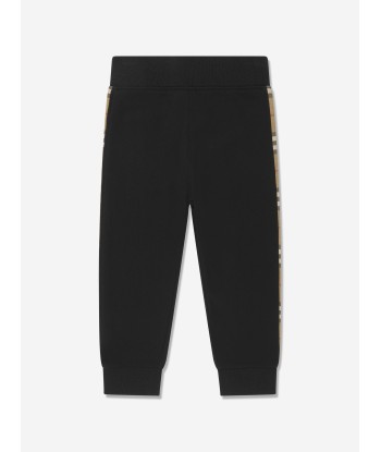 Burberry Boys Nolen Check Insert Joggers in Black livraison et retour toujours gratuits