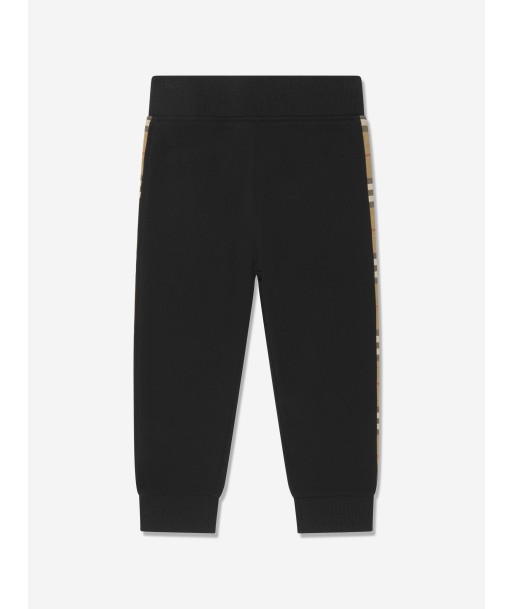 Burberry Boys Nolen Check Insert Joggers in Black livraison et retour toujours gratuits