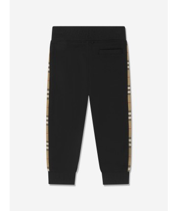 Burberry Boys Nolen Check Insert Joggers in Black livraison et retour toujours gratuits